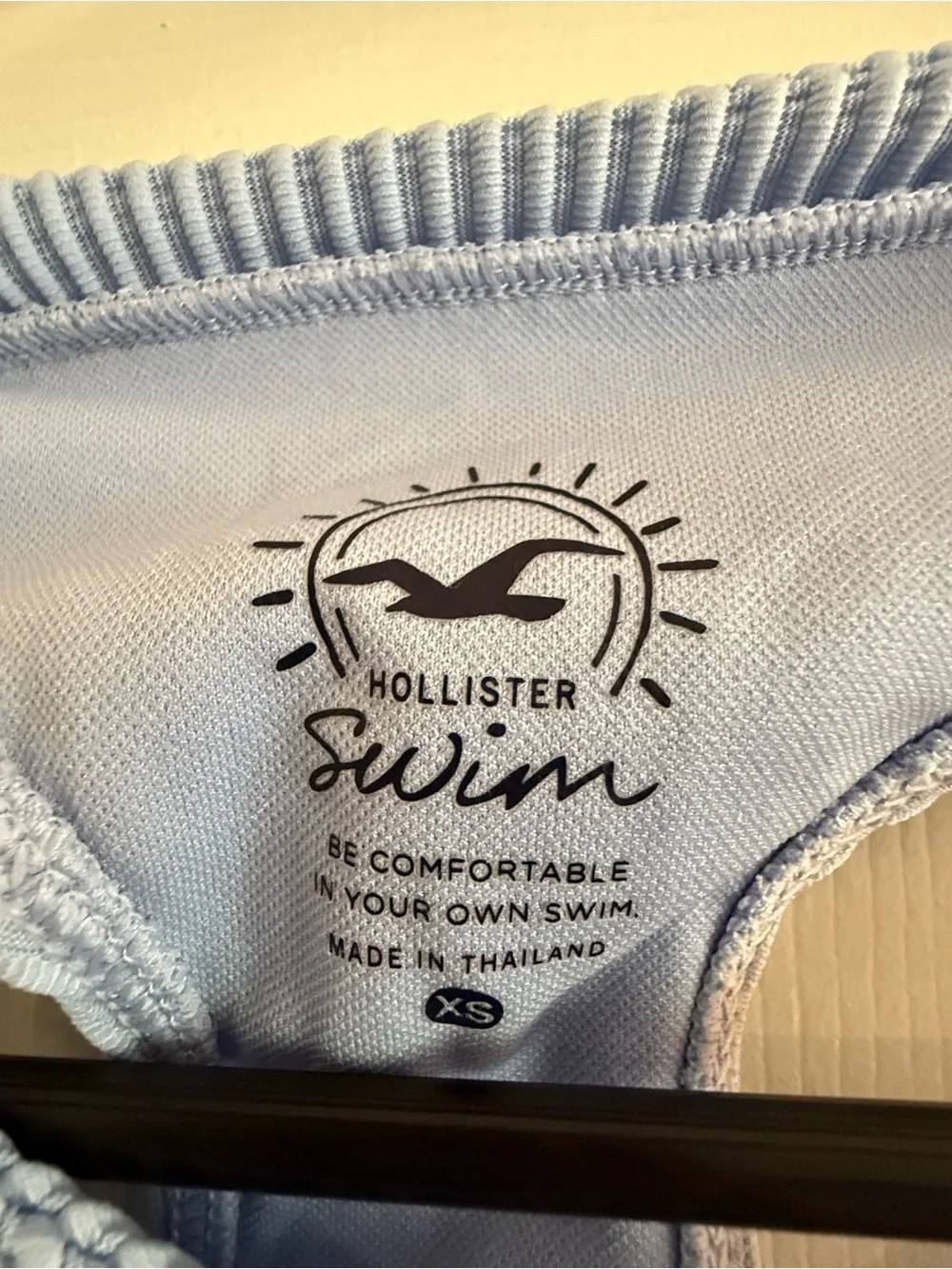 Hollister Light Blue Ribbed Swim Top